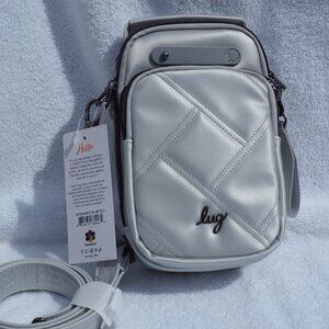 Lug Skeeter Mini Bridge Satin Luxe VL Convrt Crossbody in Metallic Silver NWT